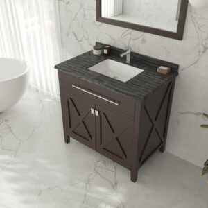 Laviva Wimbledon 36" Brown Bathroom Vanity with Black Wood Marble Countertop