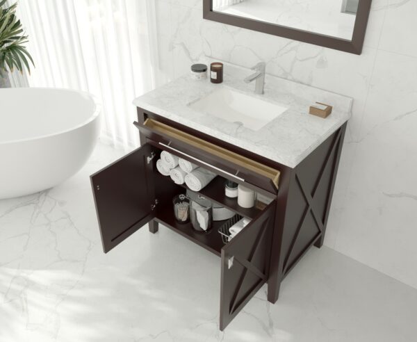 Laviva Wimbledon 36" Brown Bathroom Vanity with White Carrara Marble Countertop