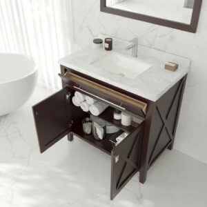 Laviva Wimbledon 36" Brown Bathroom Vanity with White Quartz Countertop