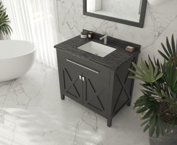 Laviva Wimbledon 36" Espresso Bathroom Vanity with Black Wood Marble Countertop