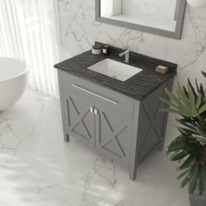 Laviva Wimbledon 36" Grey Bathroom Vanity with Black Wood Marble Countertop