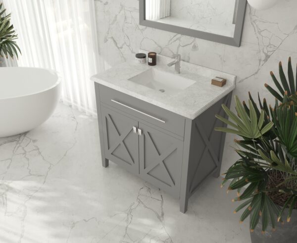 Laviva Wimbledon 36" Grey Bathroom Vanity with White Carrara Marble Countertop