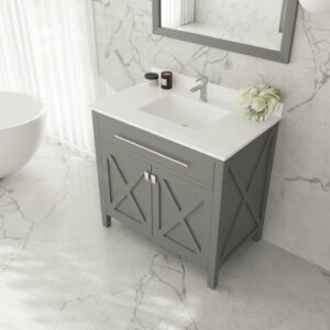 Laviva Wimbledon 36" Grey Bathroom Vanity with White Quartz Countertop