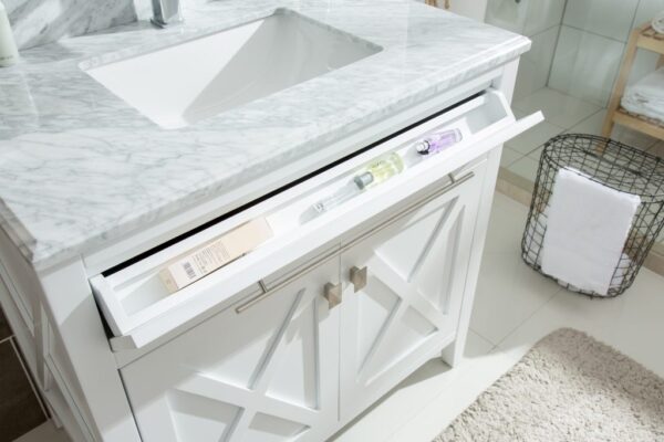 Laviva Wimbledon 36" White Bathroom Vanity with Matte White VIVA Stone Solid Surface Countertop