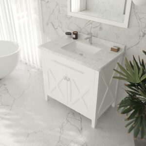 Laviva Wimbledon 36" White Bathroom Vanity with White Carrara Marble Countertop