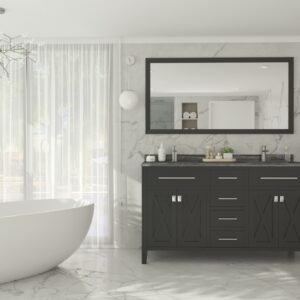 Laviva Wimbledon 60" Espresso Double Sink Bathroom Vanity with Black Wood Marble Countertop