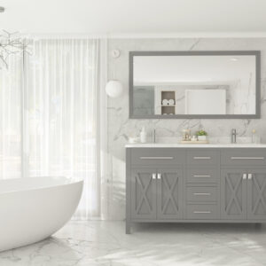 Laviva Wimbledon 60" Grey Double Sink Bathroom Vanity Cabinet