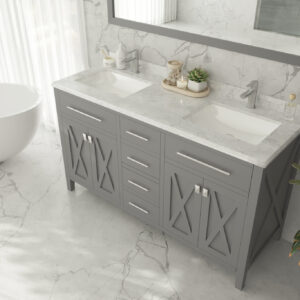 Laviva Wimbledon 60" Grey Double Sink Bathroom Vanity Cabinet