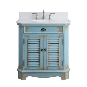 Chans Furniture 47884BU 32 Inches Fairfield Rustic Single Sink Bathroom Vanity In Blue