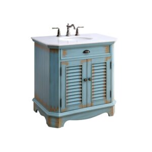 Chans Furniture 47884BU 32 Inches Fairfield Rustic Single Sink Bathroom Vanity In Blue