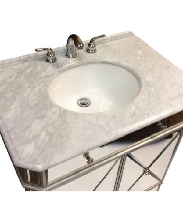 Chans Furniture 505RA 32 Inch Benton Collection Mirror Reflection Austell Bathroom Sink Vanity in Silver Leaf Finish