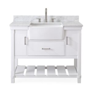 Chans Furniture 7042-WT42-RA 42 Inches Kendia Farmhouse Sink Bathroom Vanity