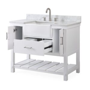 Chans Furniture 7042-WT42-RA 42 Inches Kendia Farmhouse Sink Bathroom Vanity