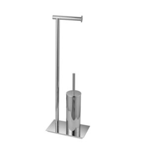 KubeBath 8227- 8202 Aqua Rondo Free Standing Toilet Paper Holder with Toilet Brush in Triple Chrome