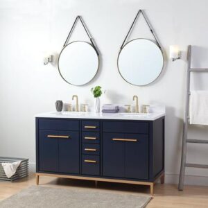 Chans Furniture TB-9888NB-V60 60 Inch Beatrice Bathroom Sink Vanity in Navy Blue