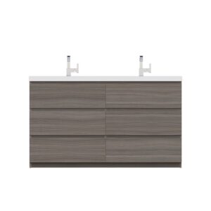 Alya Bath AB-MOA60D Paterno 59 1/8 Inch Double Modern Freestanding Bathroom Vanity