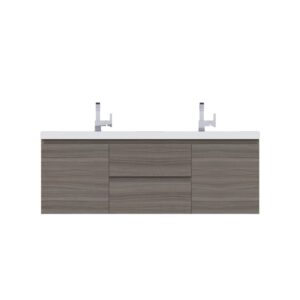 Alya Bath AB-MOF60D Paterno 59 1/8 Inch Double Modern Wall Mounted Bathroom Vanity