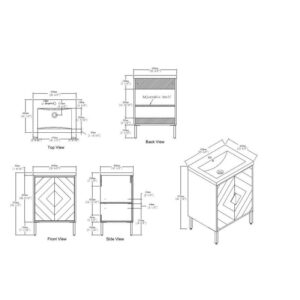 Chans Furniture AC-6624 Eileen 23 3/4 Inch Acrylic Bathroom Sink Vanity