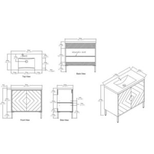 Chans Furniture AC-6636 Eileen 35 1/2 Inch Acrylic Bathroom Sink Vanity