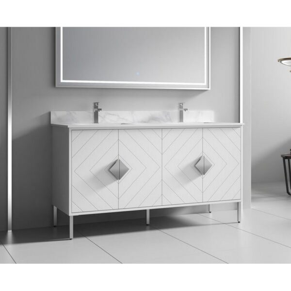 Chans Furniture AC-6660 Eileen 60 Inch Acrylic Bathroom Double Sink Vanity