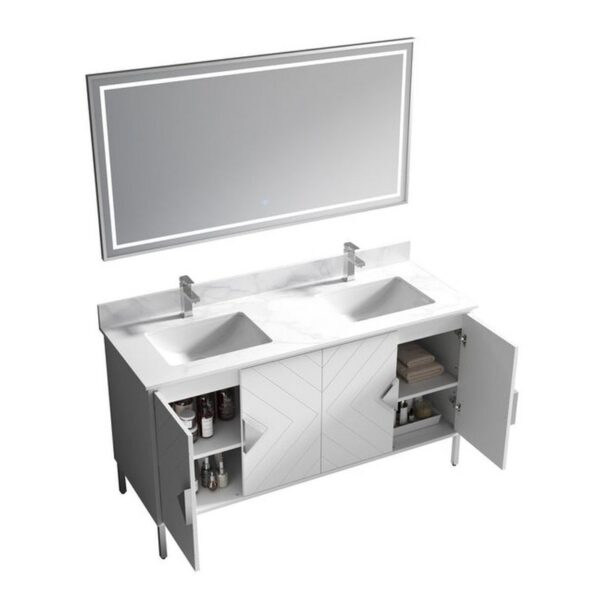 Chans Furniture AC-6660 Eileen 60 Inch Acrylic Bathroom Double Sink Vanity