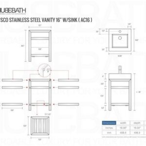 Kubebath AC16 Cisco 16 Inch Stainless Steel Console with Acrylic Sink