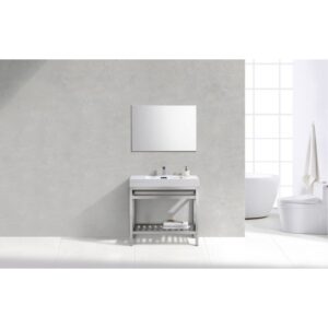 KubeBath AC36 Cisco 36 Inch Stainless Steel Console with Acrylic Sink in Chrome