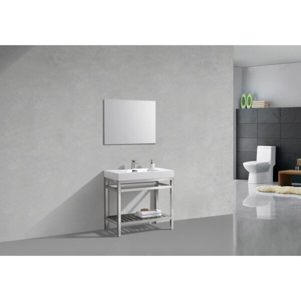 KubeBath AC36 Cisco 36 Inch Stainless Steel Console with Acrylic Sink in Chrome