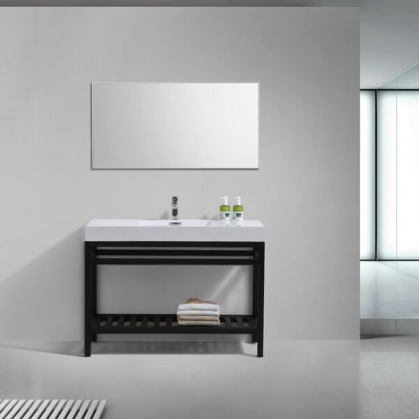 KubeBath AC48-BK Cisco 48 Inch Stainless Steel Console with Acrylic Sink in Matt Black