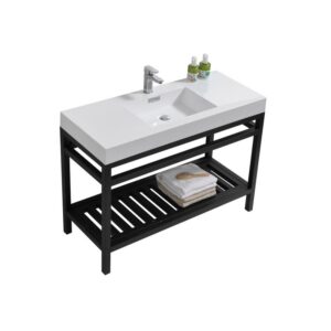 KubeBath AC48-BK Cisco 48 Inch Stainless Steel Console with Acrylic Sink in Matt Black