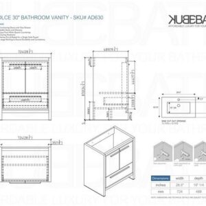 Kubebath AD624RW Dolce 24 Inch Rose Wood Modern Bathroom Vanity with White Quartz Counter-Top