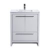 Kubebath AD630GW Dolce 30 Inch High Gloss White Modern Bathroom Vanity with White Quartz Counter-Top