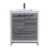 Kubebath AD630HG Dolce 30 Inch Ash Gray Modern Bathroom Vanity with White Quartz Counter-Top