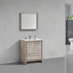 Kubebath AD630NW KubeBath Dolce 30 Inch Nature  Wood Modern Bathroom Vanity with White Quartz Counter-Top