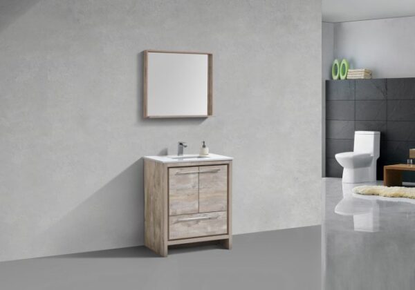 Kubebath AD630NW KubeBath Dolce 30 Inch Nature  Wood Modern Bathroom Vanity with White Quartz Counter-Top