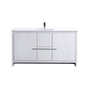 Kubebath AD660S Dolce 60 Inch Freestanding Single Sink Bath Vanity with Quartz Counter-Top