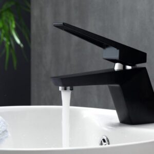 Kubebath AFB13BK Aqua Siza Single Lever Modern Bathroom Vanity Faucet in Matte Black