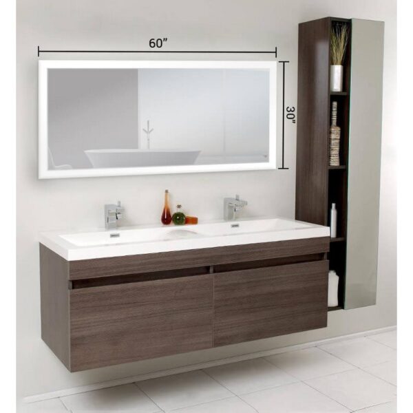 Castello USA ANGELINA3060 Angelina 60 x 30 Inch LED Bathroom Mirror with On/Off Sensor