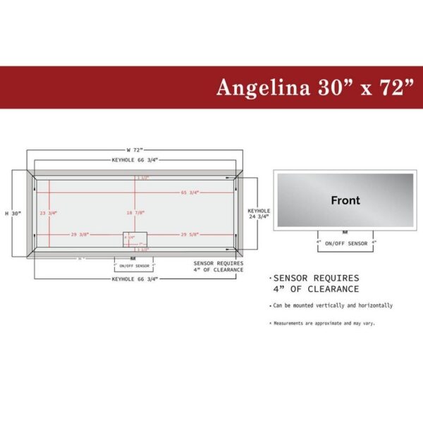 Castello USA ANGELINA3072 Angelina 72 x 30 Inch LED Bathroom Mirror with On/Off Sensor