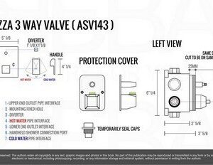 Kubebath KB ASV143 Aqua Piazza 5 1/8 Inch 3-Way Rough-In Valve with Cover Plate, Handle and Diverter