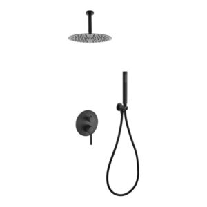 Kubebath KB RCR12HH2V Aqua Rondo Shower Set with Ceiling Mount 12 Inch Rain Shower and Handheld