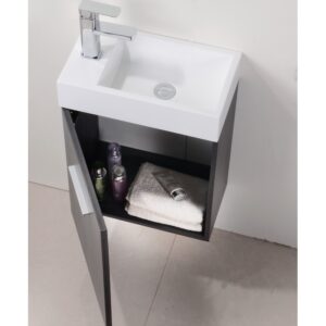 Kubebath BSL18 Bliss 18 1/4 Inch Wall Mount Single Sink Bath Vanity