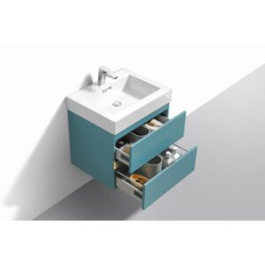 Kubebath BSL24 Bliss 23 5/8 Inch Wall Mount Single Sink Bath Vanity