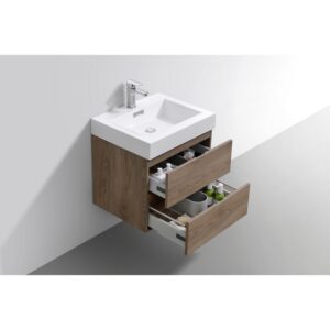 Kubebath BSL24 Bliss 23 5/8 Inch Wall Mount Single Sink Bath Vanity