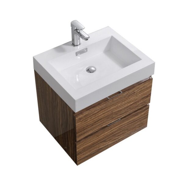 Kubebath BSL24 Bliss 23 5/8 Inch Wall Mount Single Sink Bath Vanity