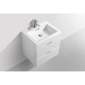 Kubebath BSL24 Bliss 23 5/8 Inch Wall Mount Single Sink Bath Vanity