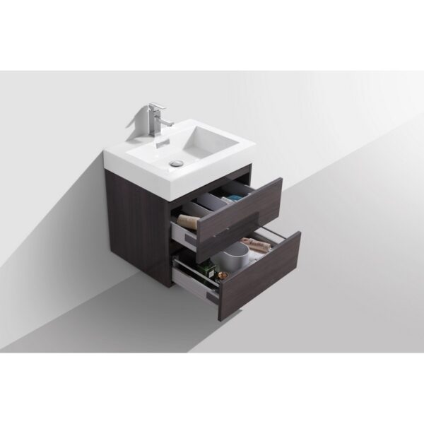 Kubebath BSL24 Bliss 23 5/8 Inch Wall Mount Single Sink Bath Vanity