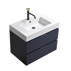 Kubebath BSL30 Bliss 29 1/2 Inch Wall Mount Single Sink Bath Vanity