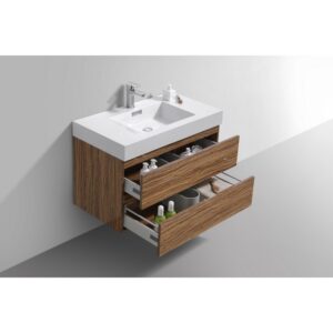 Kubebath BSL36 Bliss 35 1/2 Inch Wall Mount Single Sink Bath Vanity