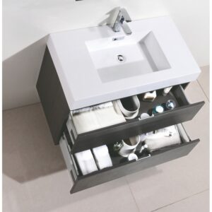 Kubebath BSL36 Bliss 35 1/2 Inch Wall Mount Single Sink Bath Vanity